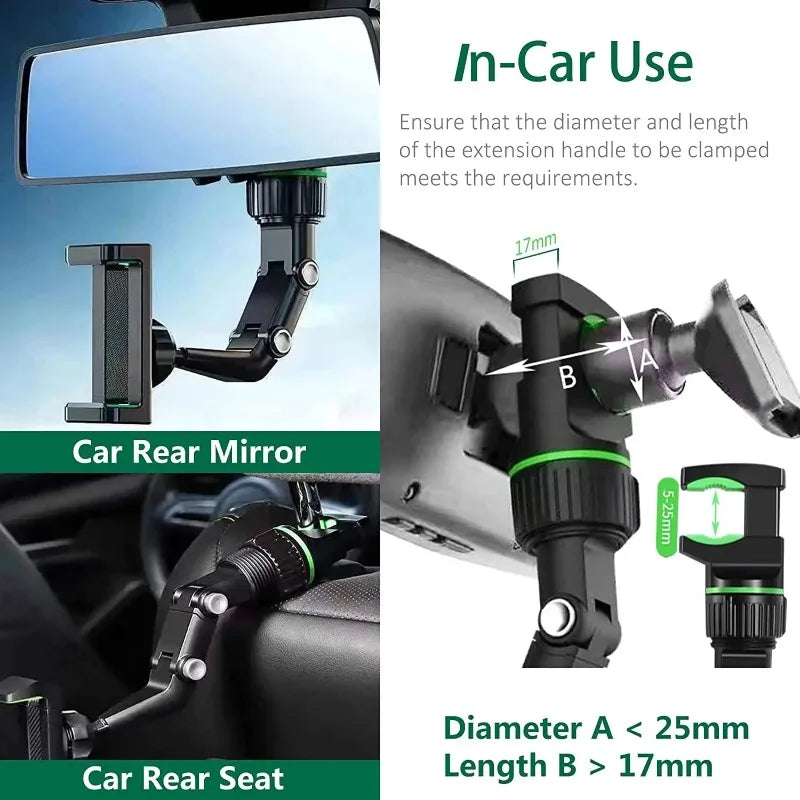 360° Rotatable Rearview Mirror Phone Mount